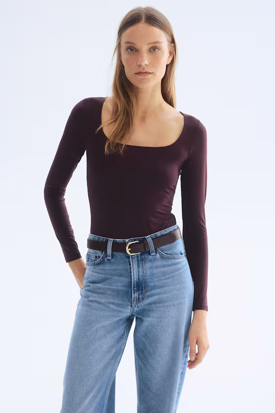 Боди с длинным рукавом и трусами-стринги