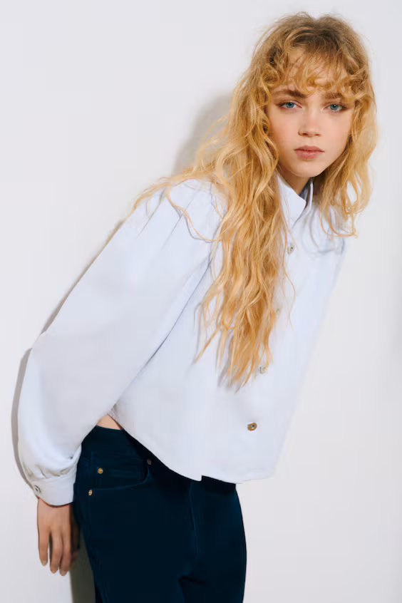 Рубашка из джинсы с наплечниками h&m