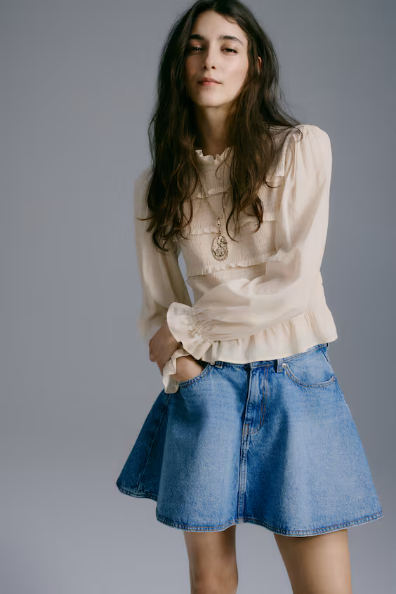 Блуза с телом в складку смок