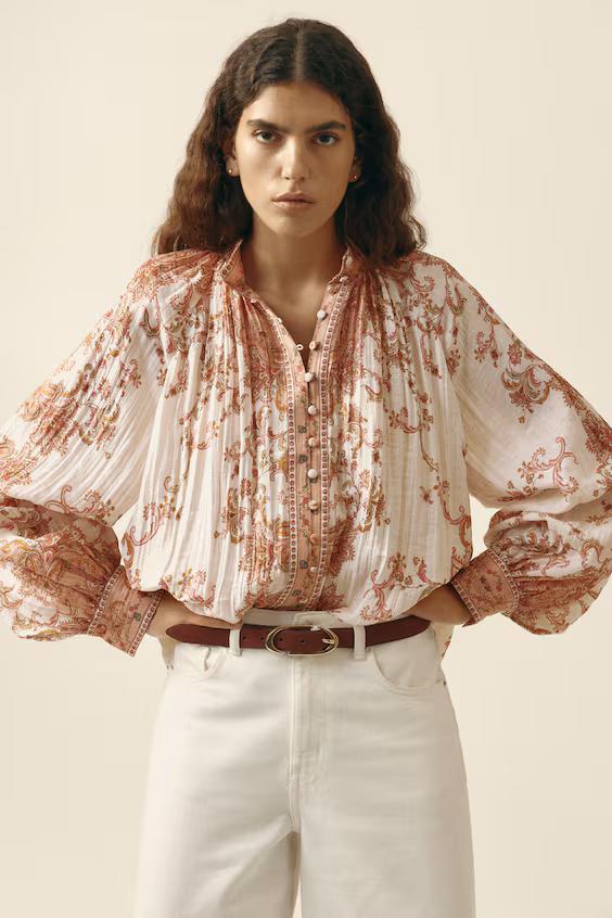 Блуза из морщинистой ткани