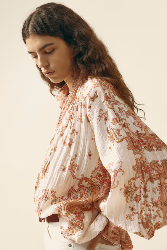 Блуза из морщинистой ткани