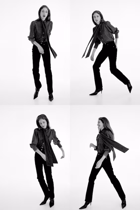 Блуза из джинсы с деталью в виде шарфа