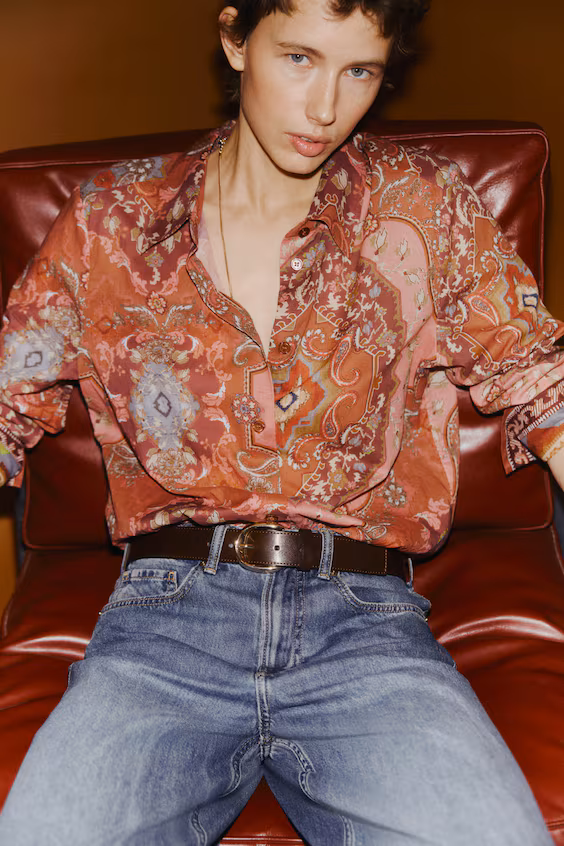 Рубашка с принтом из хлопка