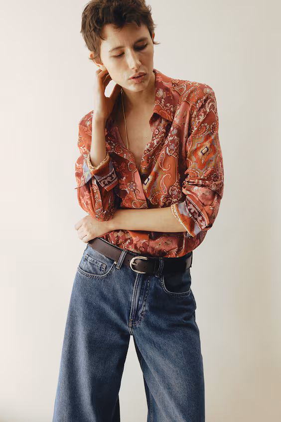 Рубашка с принтом из хлопка