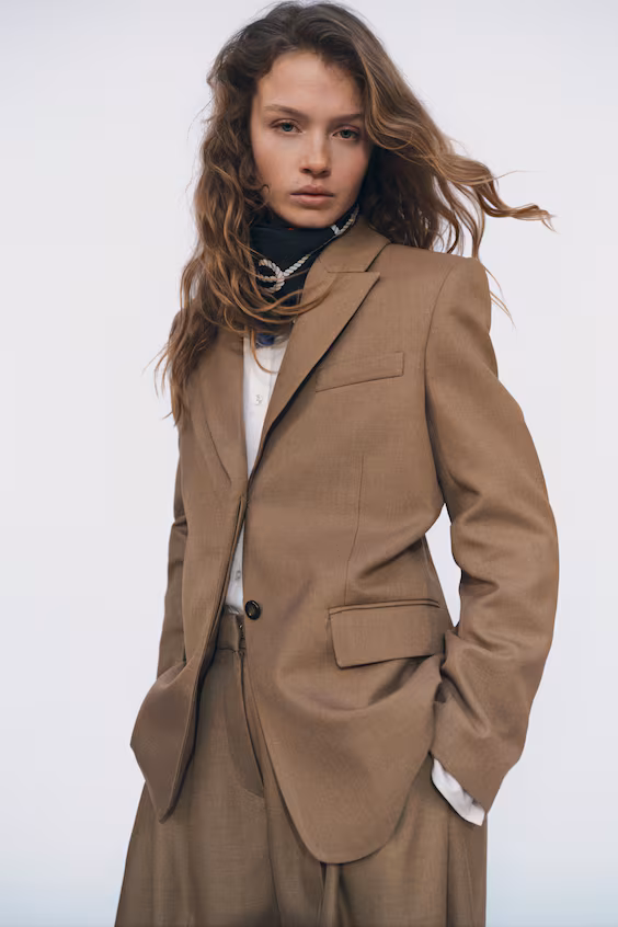 Длинный пиджак из саржи