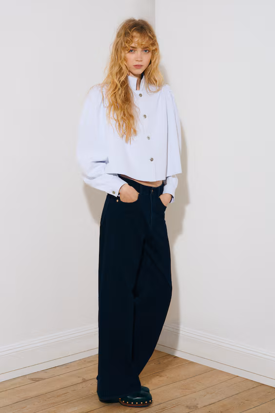 Джинсы широкие с высокой талией