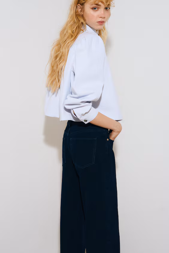 Джинсы широкие с высокой талией