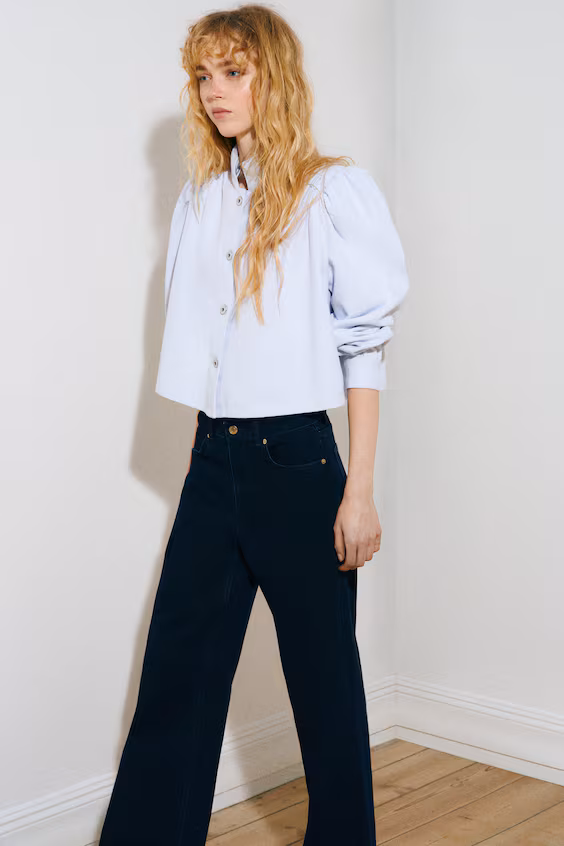 Джинсы широкие с высокой талией