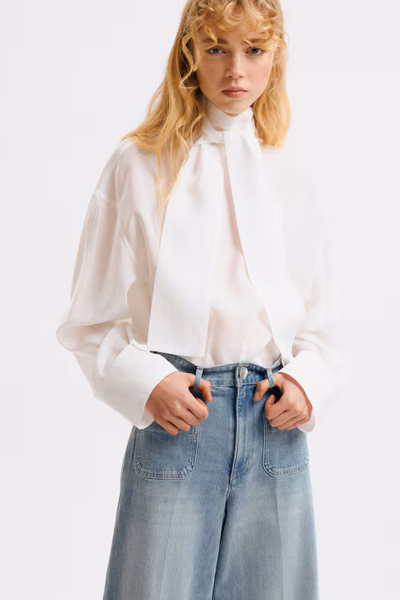 Джинсы широкие с высокой талией