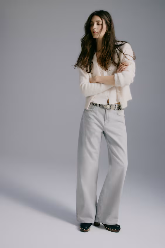 Джинсы широкие высокие