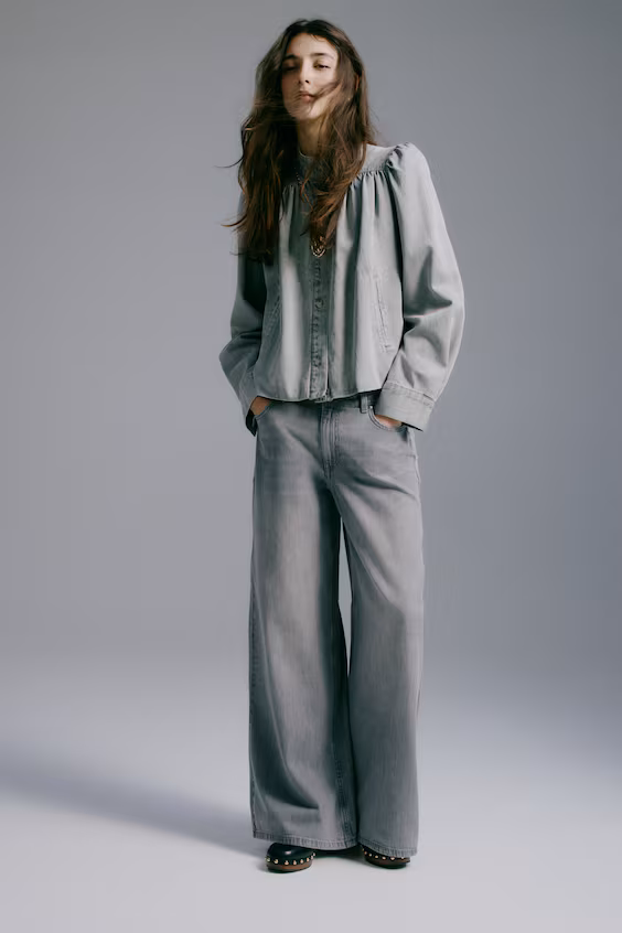 Широкие джинсы с обычной талией