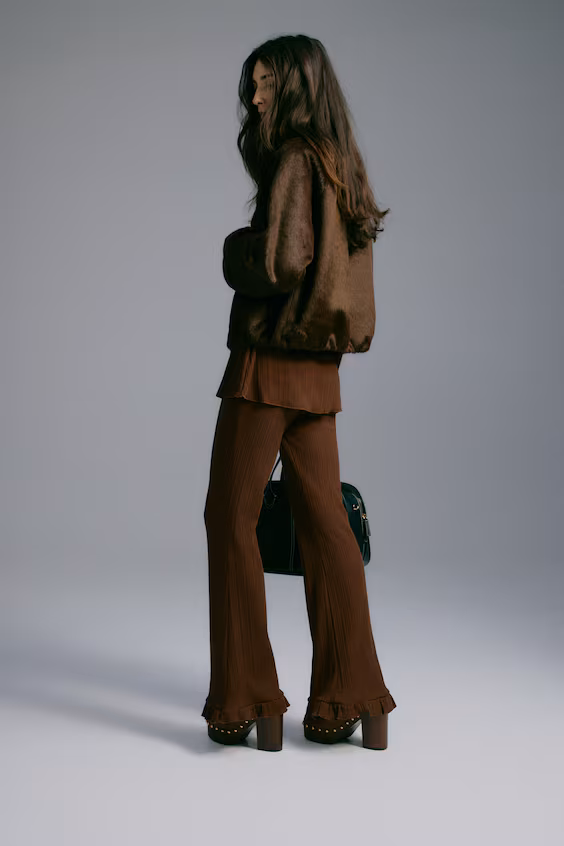 Брюки-клеш из рубчатой ткани