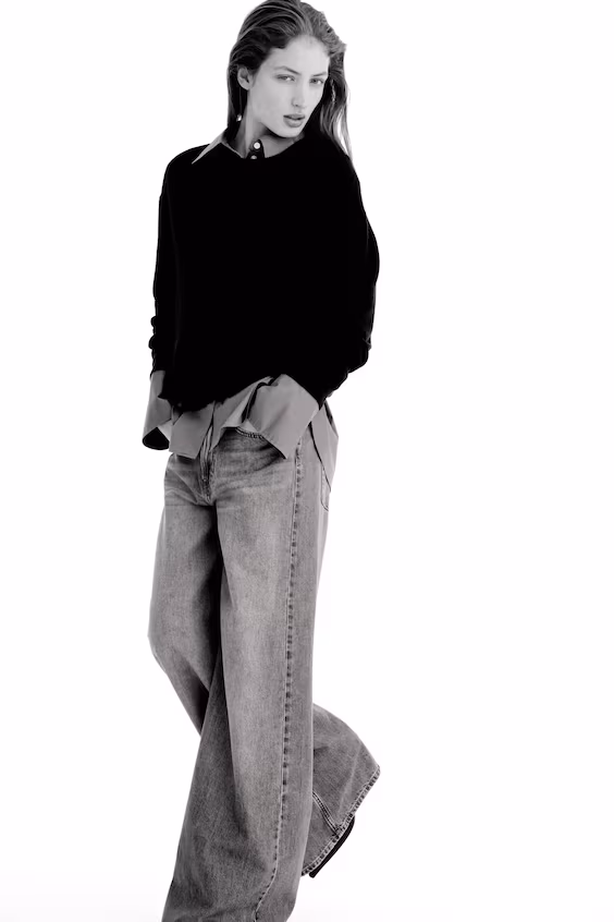 Джинсы wide high с высокой талией