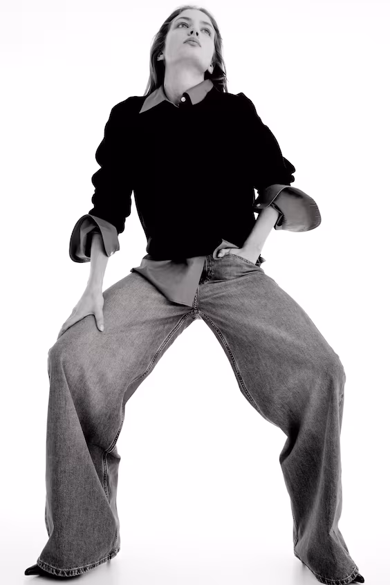 Джинсы wide high с высокой талией