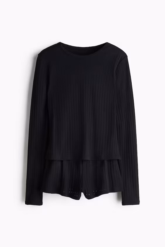 Пижама из джерси с отделкой кружевным узором