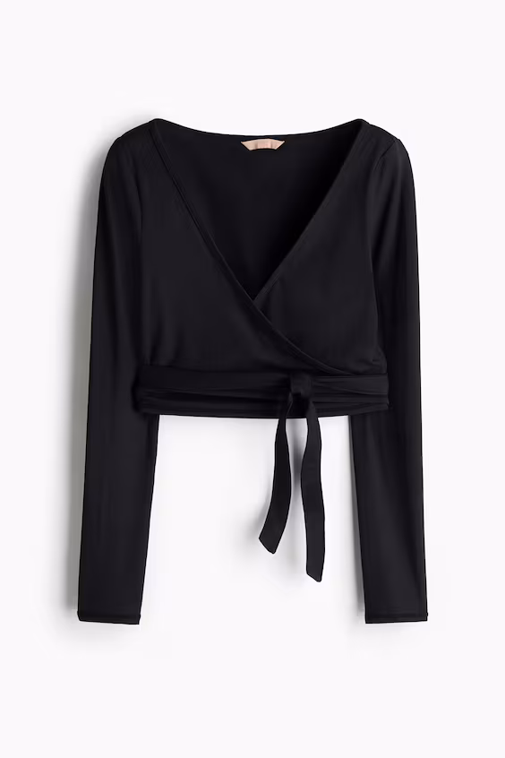 Свитер с перекрещивающимся вырезом из мягкого джерси