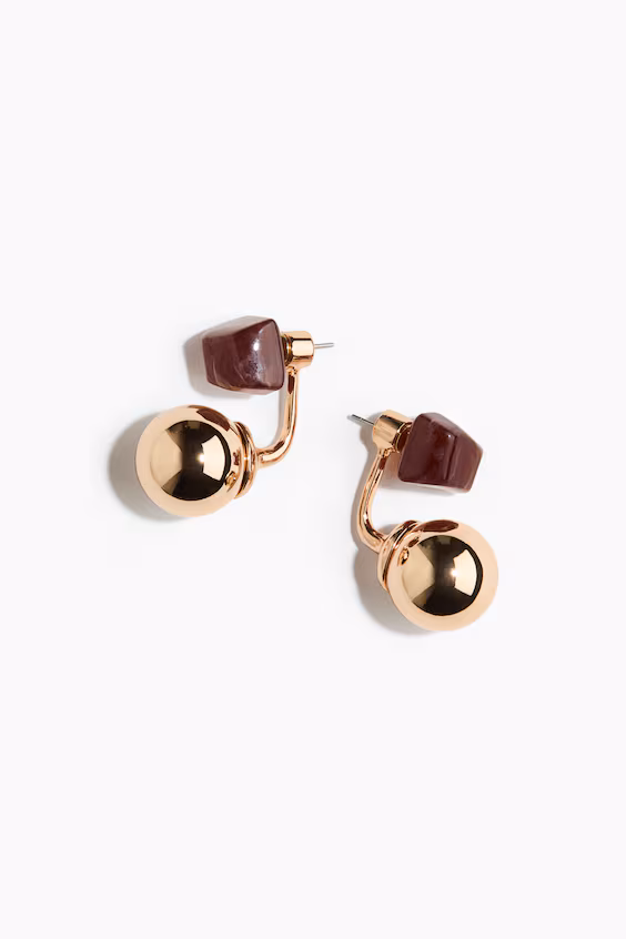 Серьги с переворачивающимися деталями и деталью в виде шара