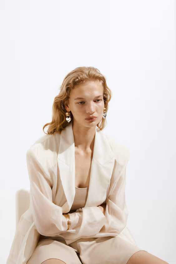 Серьги двух тонов с подвеской