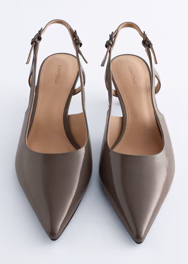 Туфли на каблуке-сабо из лакированной кожи