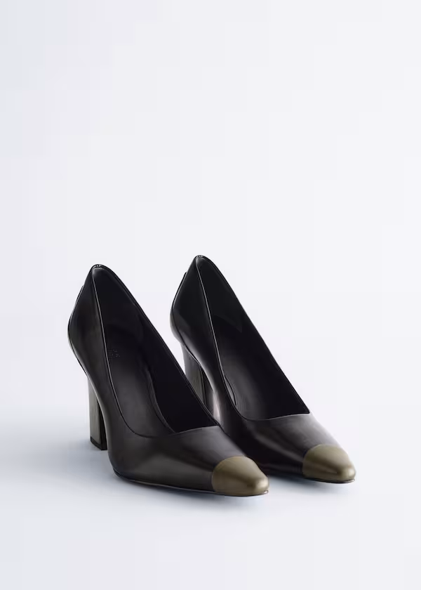 Туфли на высоком каблуке из кожи с цветовыми блоками