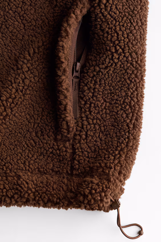 Куртка-бомбер из меховой ткани с капюшоном loose fit