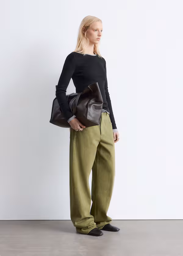 Топ с длинным рукавом в рубчик