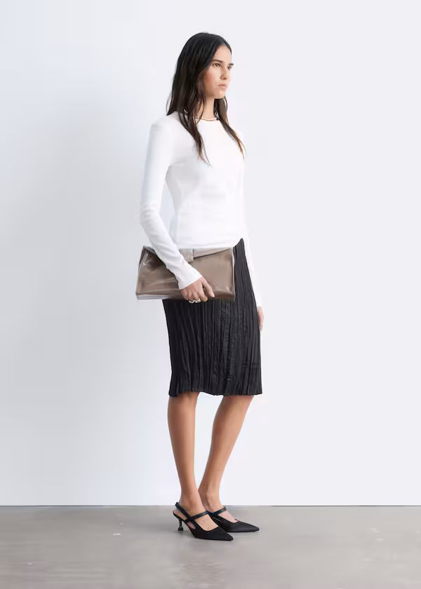 Топ с длинным рукавом в рубчик