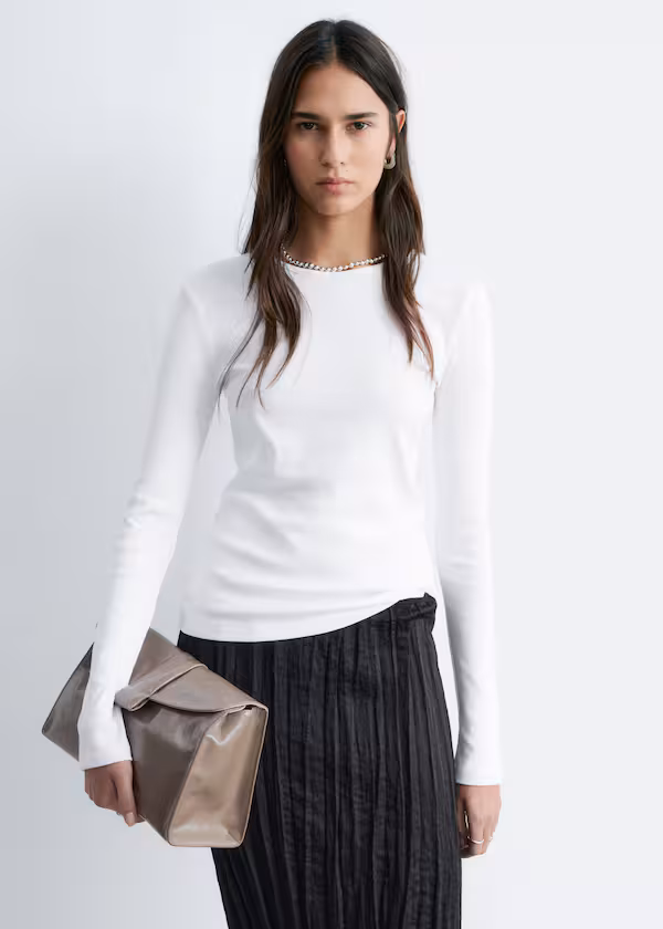 Топ с длинным рукавом в рубчик