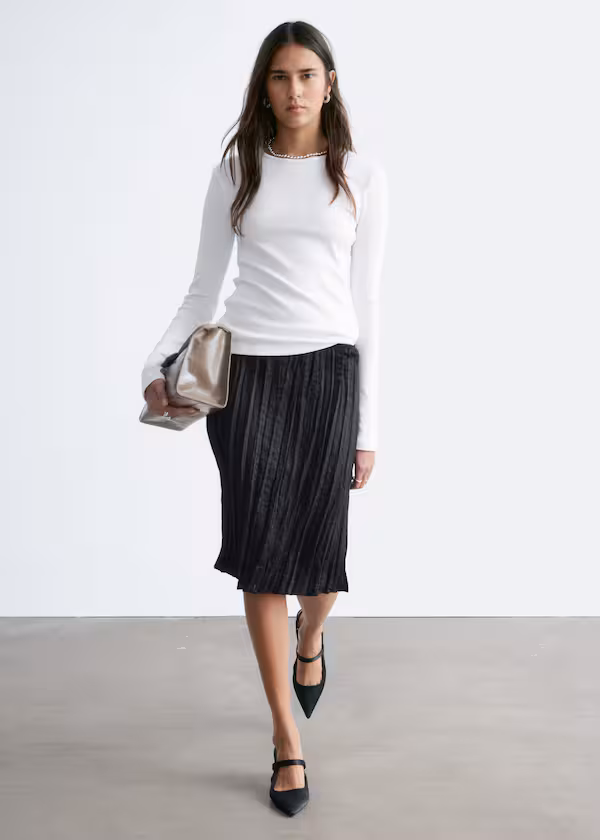 Топ с длинным рукавом в рубчик