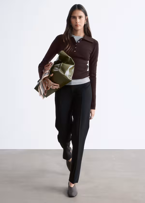 Поло из мериносовой шерсти в рубчик