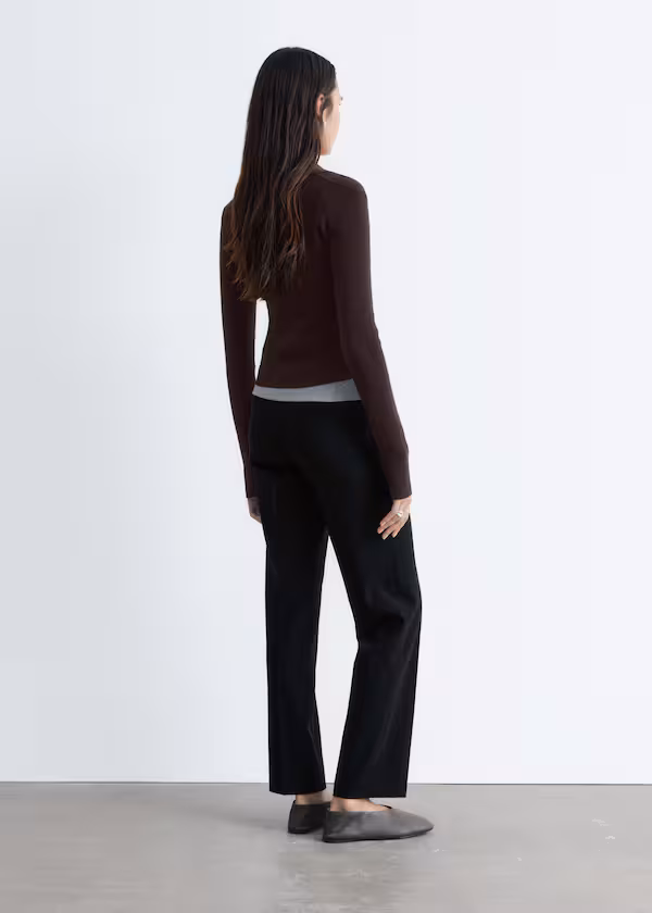 Поло из мериносовой шерсти в рубчик