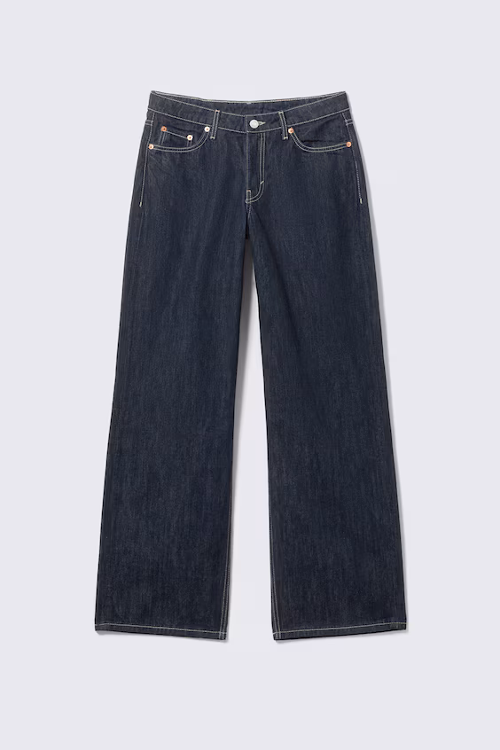Джинсы широкие из темного денима с пониженной посадкой ample