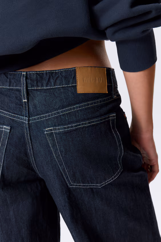 Джинсы широкие из темного денима с пониженной посадкой ample