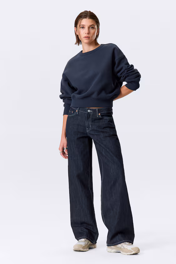 Джинсы широкие из темного денима с пониженной посадкой ample
