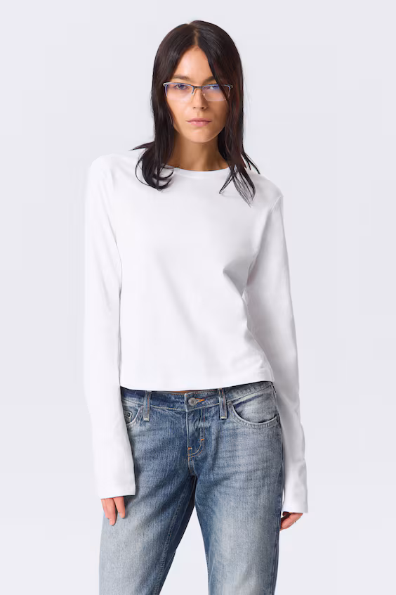 Топ с узким силуэтом из хлопка с длинным рукавом