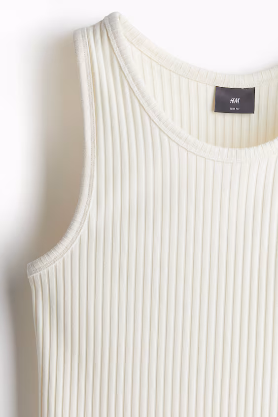 Топ без рукавов в рубчик slim fit
