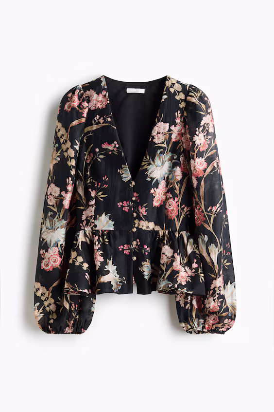 Топ с баской из льняной смеси