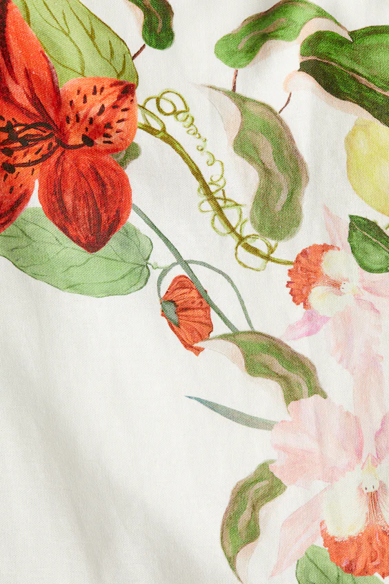 Платье в цветочный узор из смеси льна