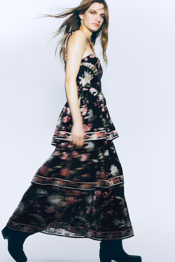 Платье из смеси льна с оборками