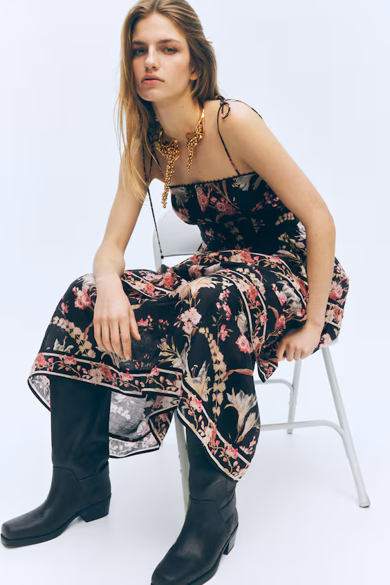 Платье из смеси льна с оборками