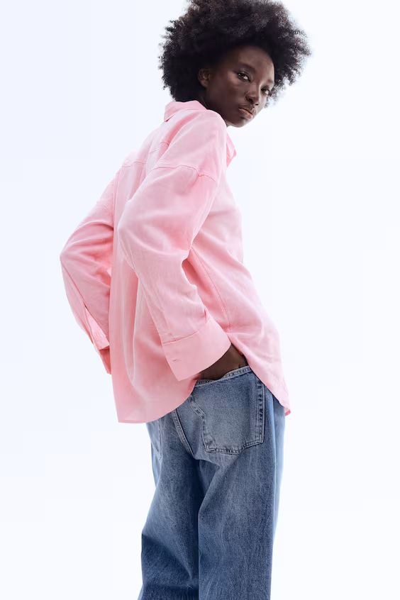 Рубашка оверсайз из смеси льна