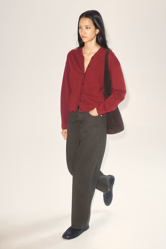 Кардиган из мериносовой шерсти с v-образным вырезом