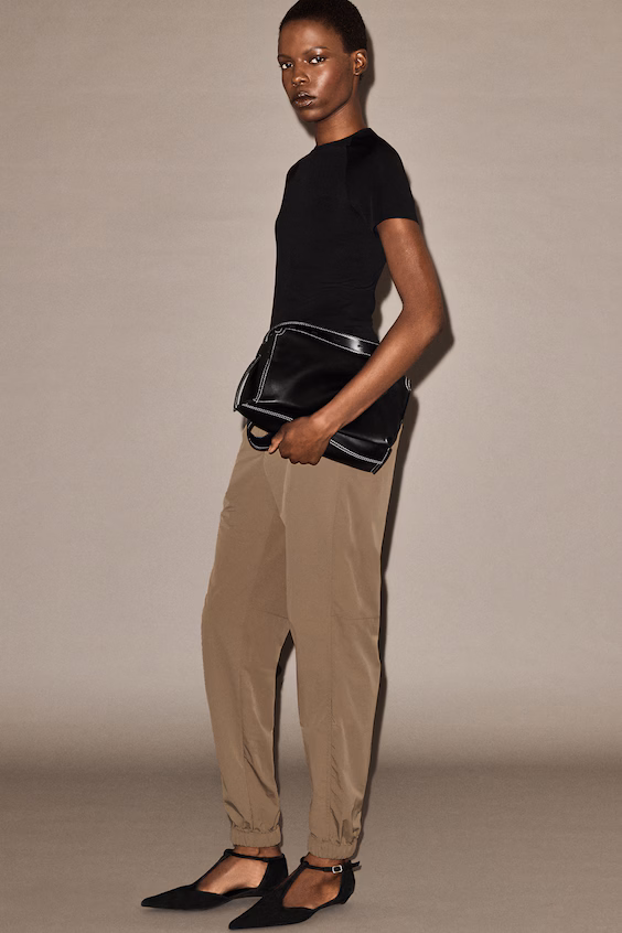 Брюки из технического нейлона с барабанными ногами