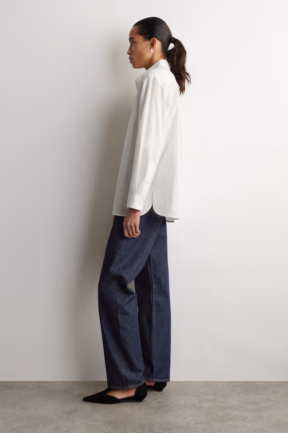 Рубашка из хлопка пима с накладным воротником