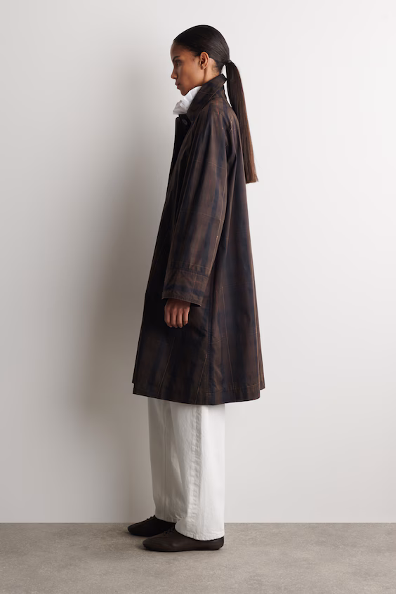 Короткое восковое хлопковое пальто в клетку