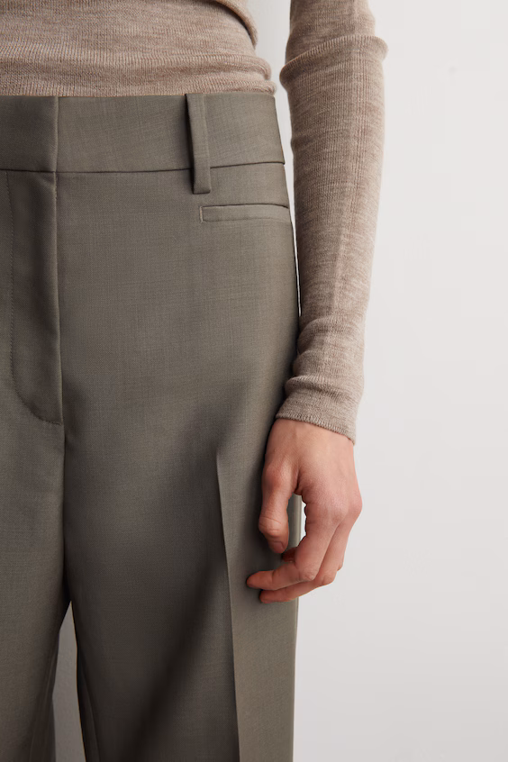 Брюки-чино в меланжевой шерсти, прямого кроя
