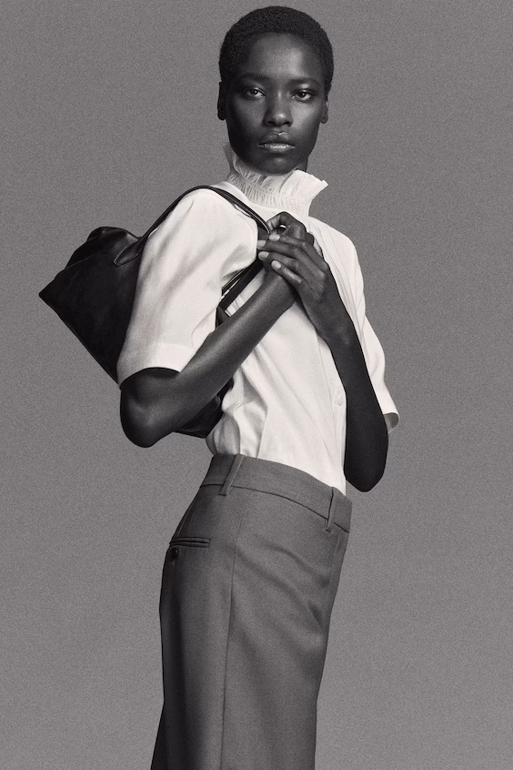 Брюки-чино в меланжевой шерсти, прямого кроя