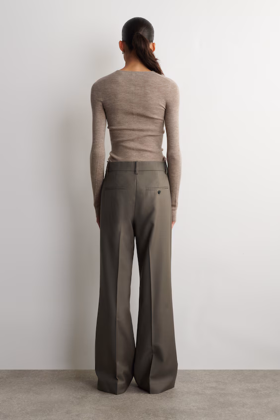 Брюки-чино в меланжевой шерсти, прямого кроя
