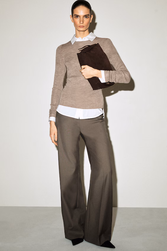 Топ с длинным рукавом из мериносовой шерсти без швов