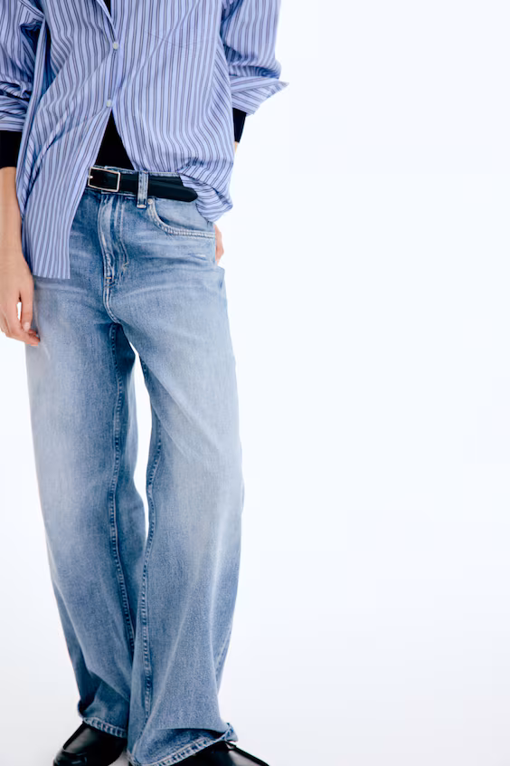 Джинсы wide high